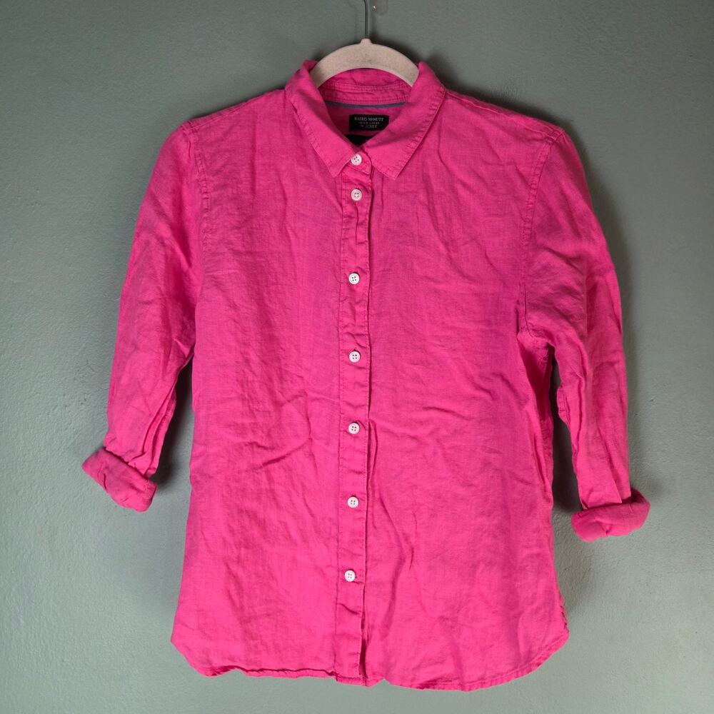 J. Crew Baird McNutt Irish Linen Womens Pink Linen Button Up Long Sleeve Shirt